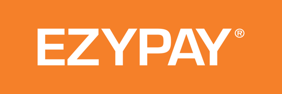 White Ezypay logo orange background