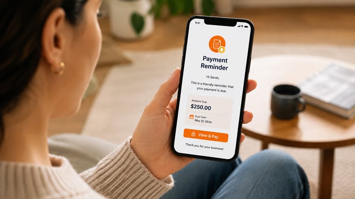 A woman received a payment reminder