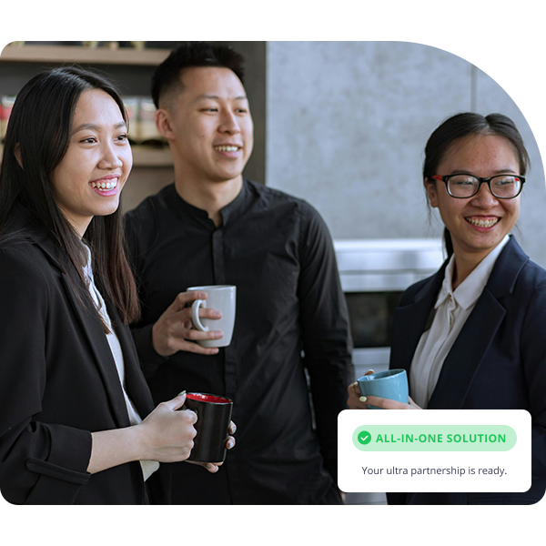 Colleagues having tea