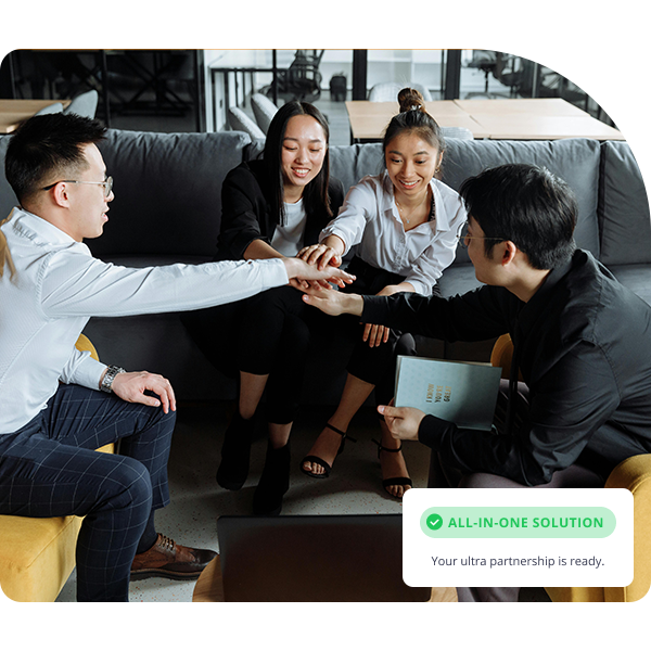 Team cheer in office