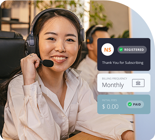 Woman smiling wearing headphones