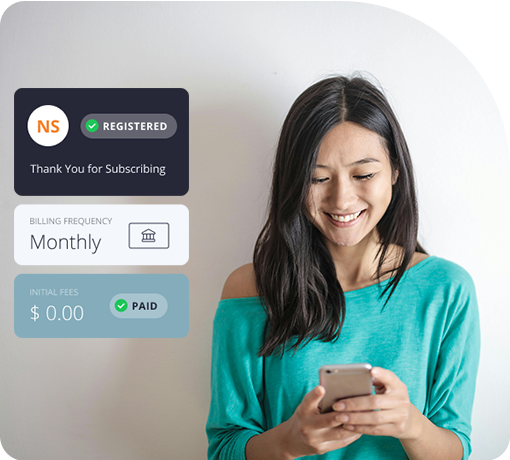 Woman smiling looking at the phone