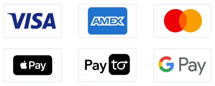 Payment Options 2025 - Visa, Master, Amex, Payto, Apple Pay, Google Pay-1