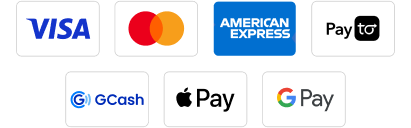 Payment Options 2025 - Visa, Master, Amex, Payto, GCash, Apple Pay, Google Pay