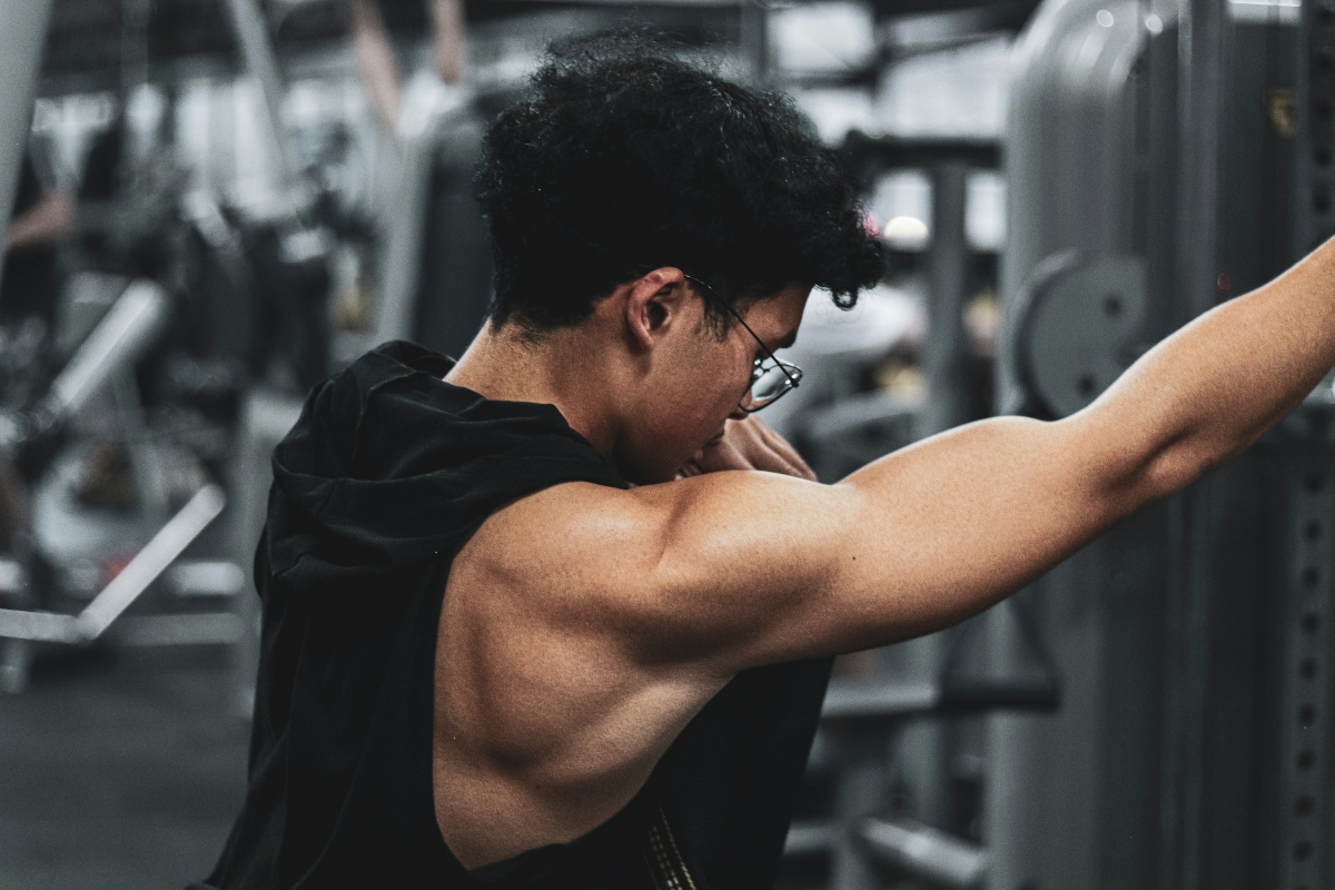 Young man working out at the local gym