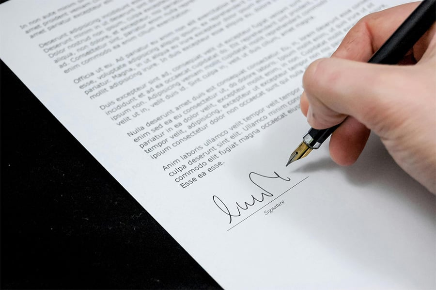 Signing a legal document