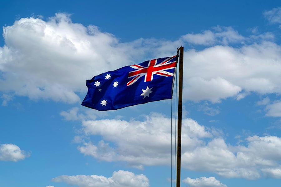 Australia flag blue sky